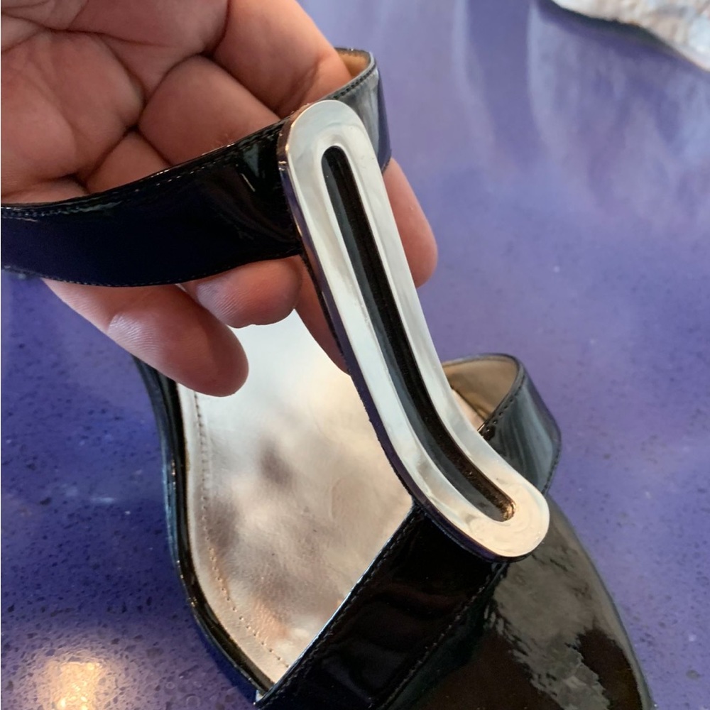 Alfani Black Patent Heel With Cool Stainless Accent Sz 11